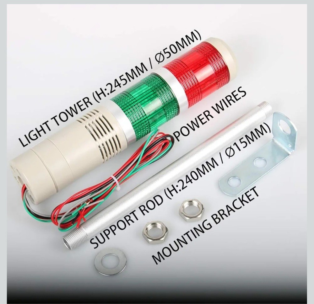 Industrial Signal Column, LED Alarm Tower Lamp Flash Indicator, 2-Layer Stack