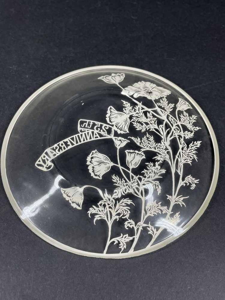Vintage 25th Anniversary Silver Overlay Cheese Dish W Web Sterling Handle Server