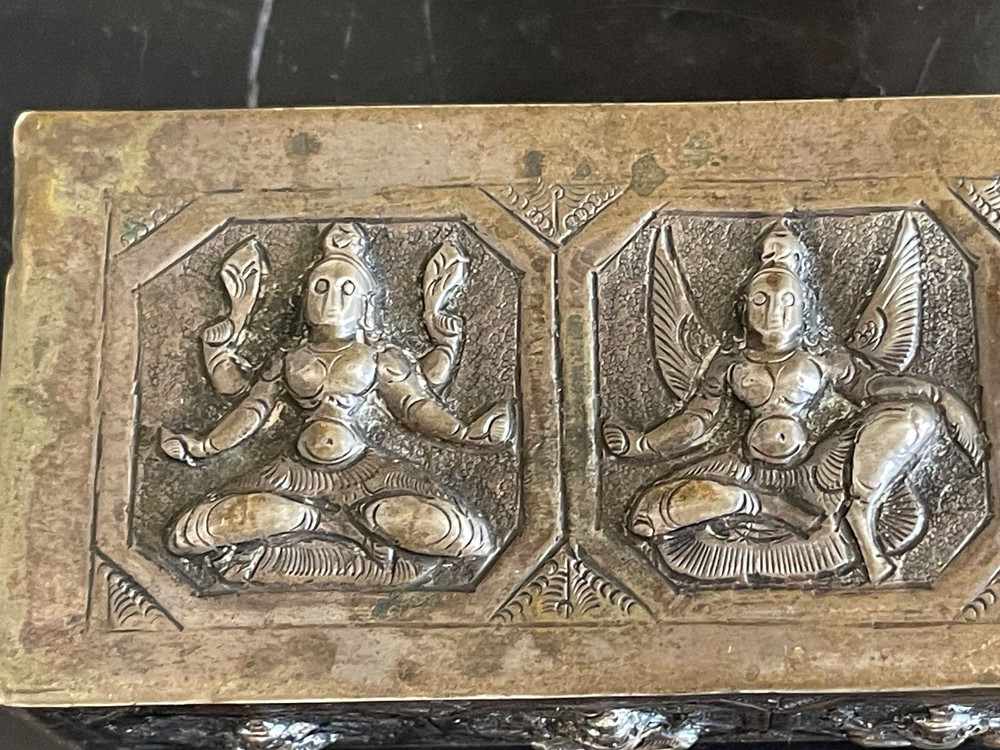 Vintage Burmese Goddess Repousse Sterling Silver Hinged Box 241 Grams *