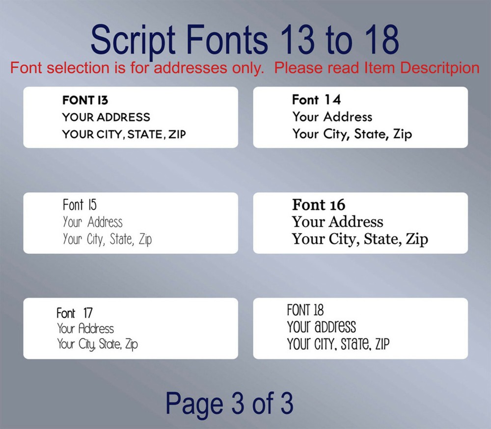 150 Personalized Printed Peel & Stick Fancy Script Return Address Labels