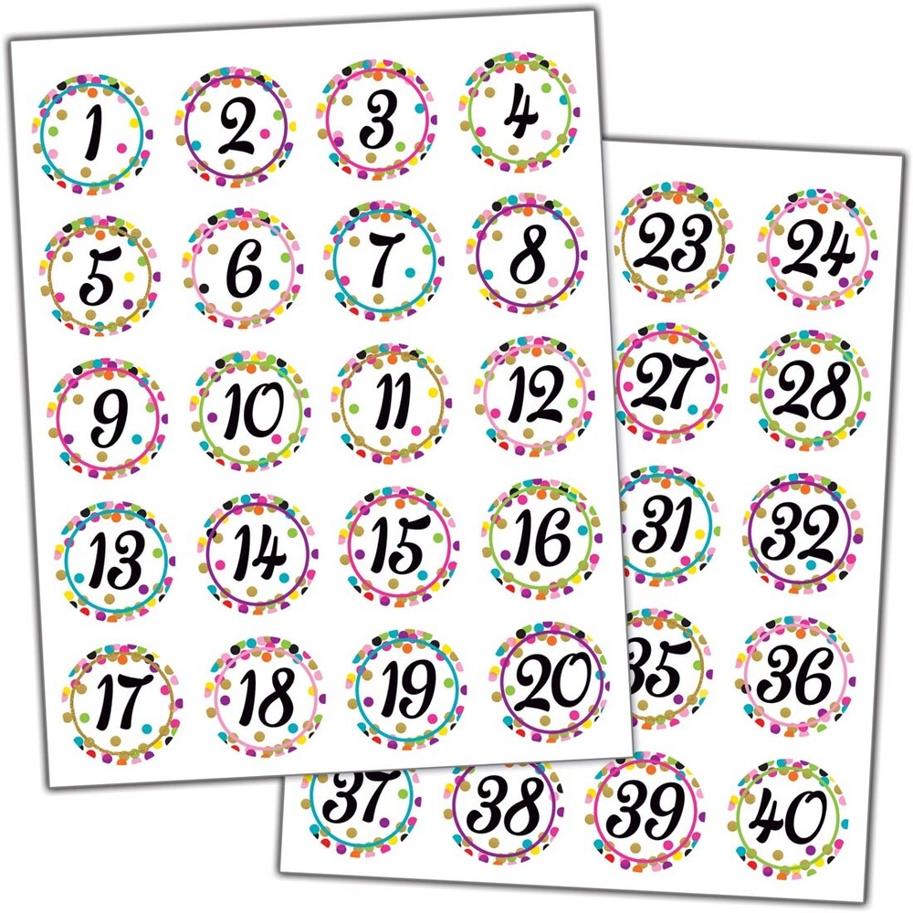 Confetti Number Stickers by Teacher Created Resources