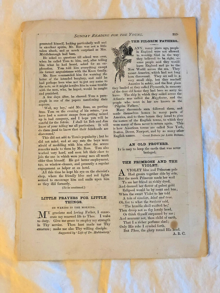 VINTAGE VIRGO PRINIT FROM SUNDAY READING FOR THE YOUNG c. 1900