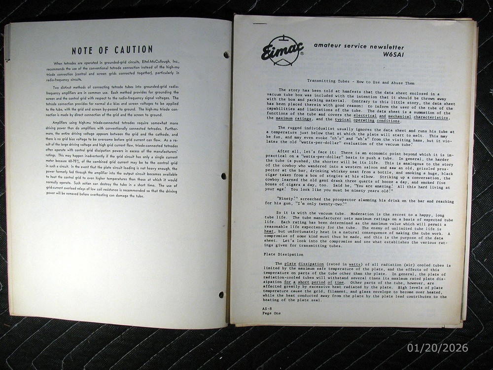 Eitel-McCullough Inc. (Eimac) "Single Sideband" Application Bulletin Number Nine