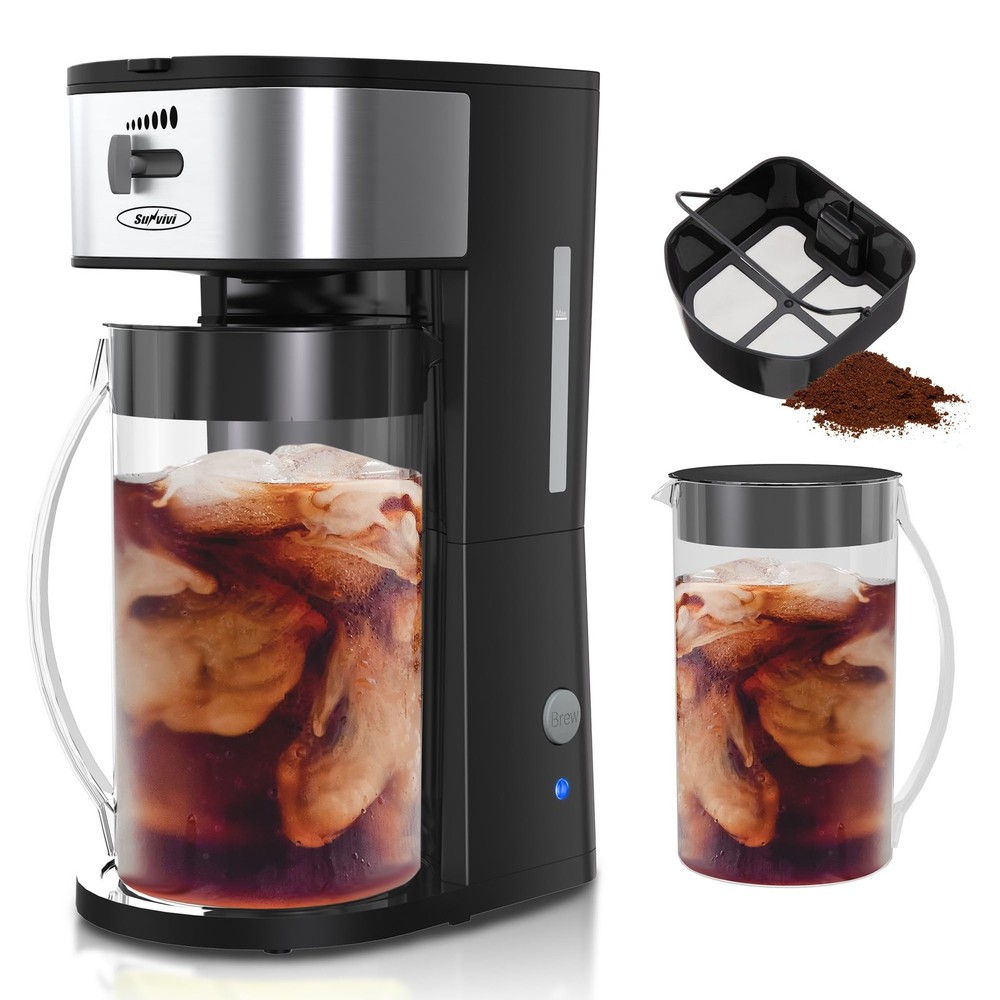 Iced Tea Maker with 3-Quart Pitcher, Iced Coffee Brewing Maker for Ground Cof...