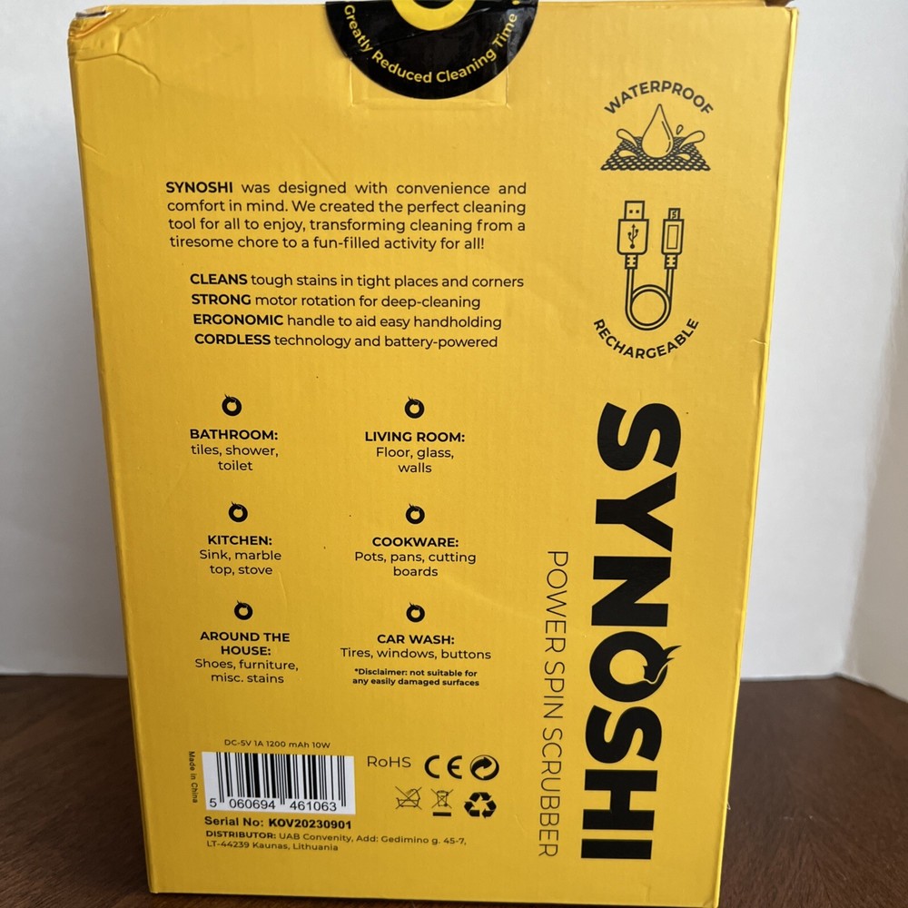 SYNOSHI Rechargeable Cordless Electric Power Spin Scrubber