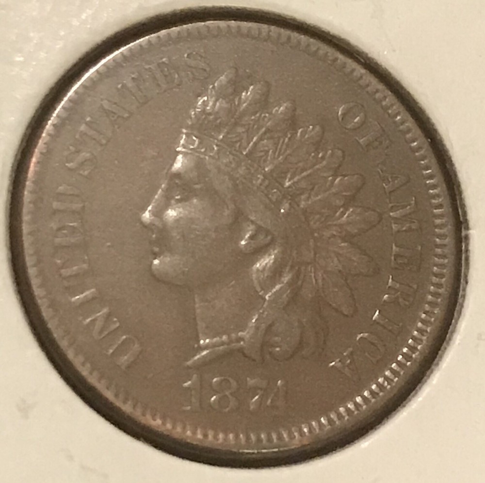 1874 Indian cent   ,  XF