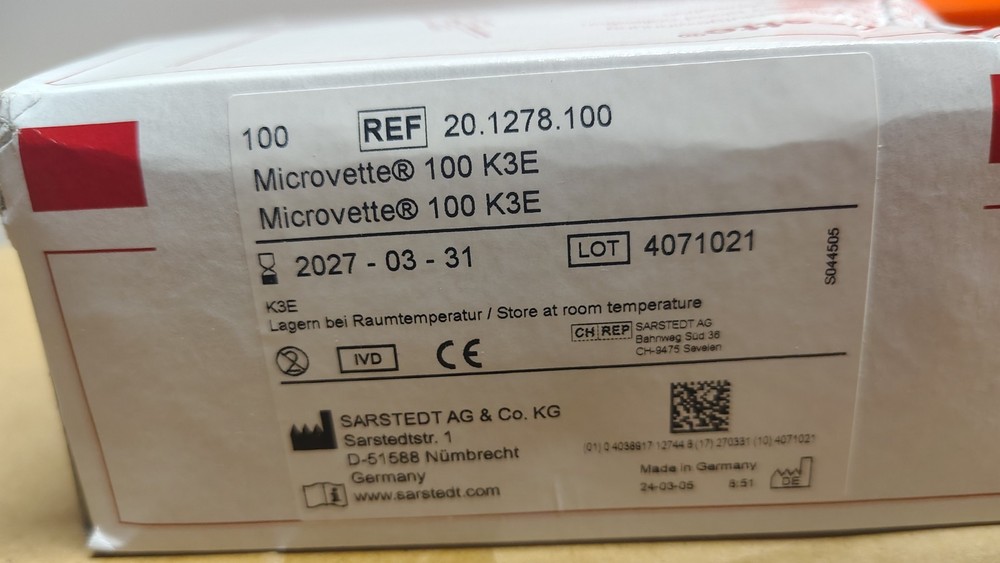 Sarstedt Microvette® 100 EDTA K3E, 100 µl, cap violet, flat base 100 Pieces