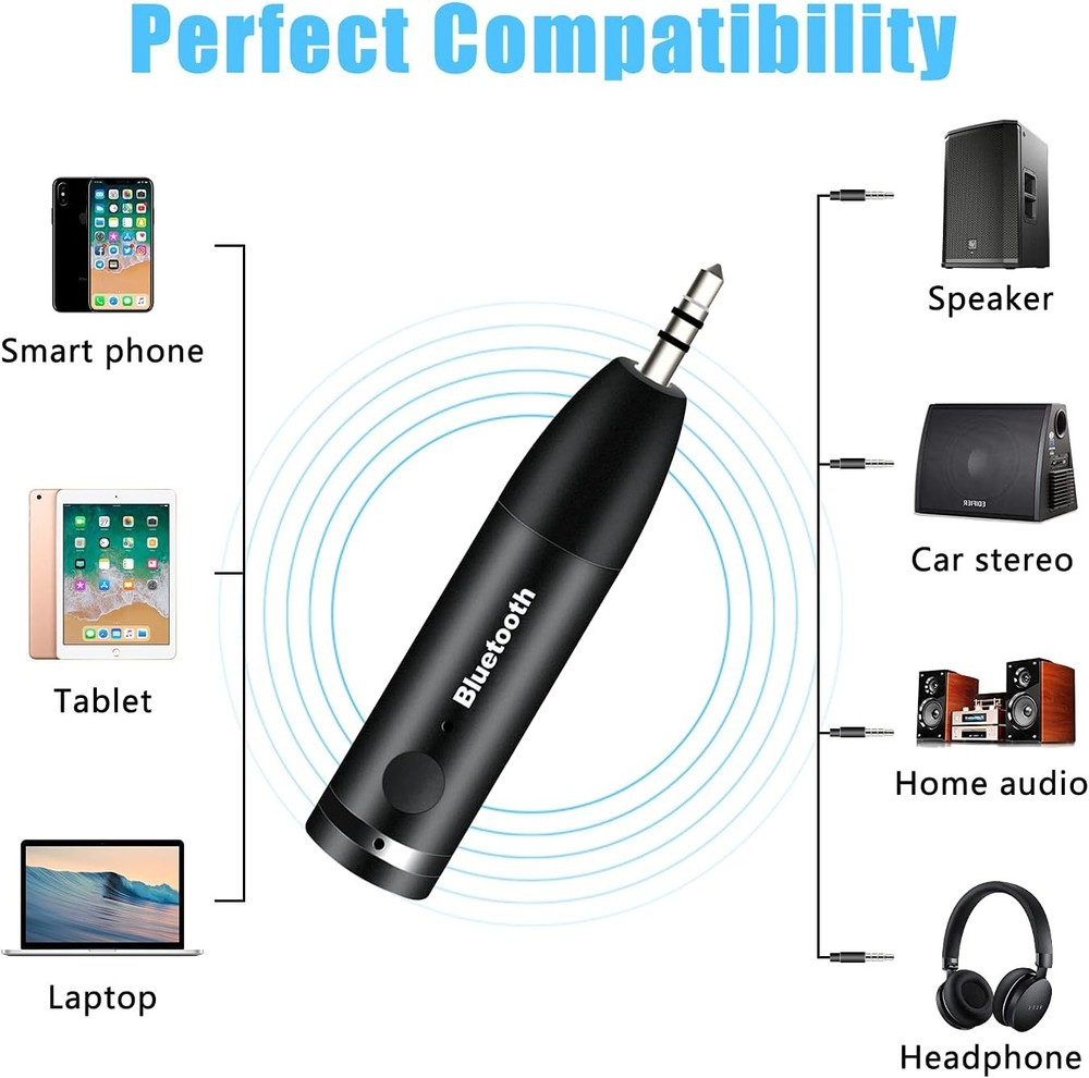 Wireless Bluetooth Aux Adapter, Mini Portable 3.5mm Receiver...