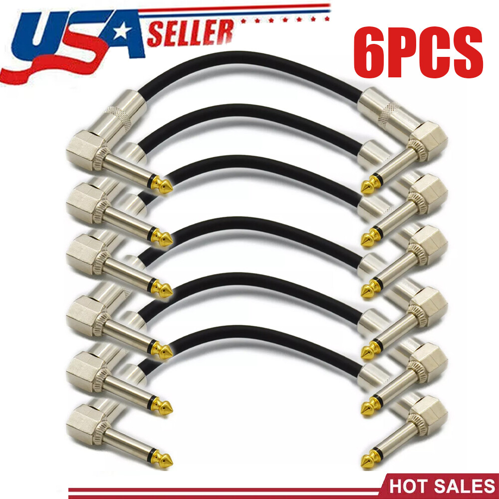 6PCS Guitar Effect Pedal Board Instrument Patch Cord Cables 6in Right Angle