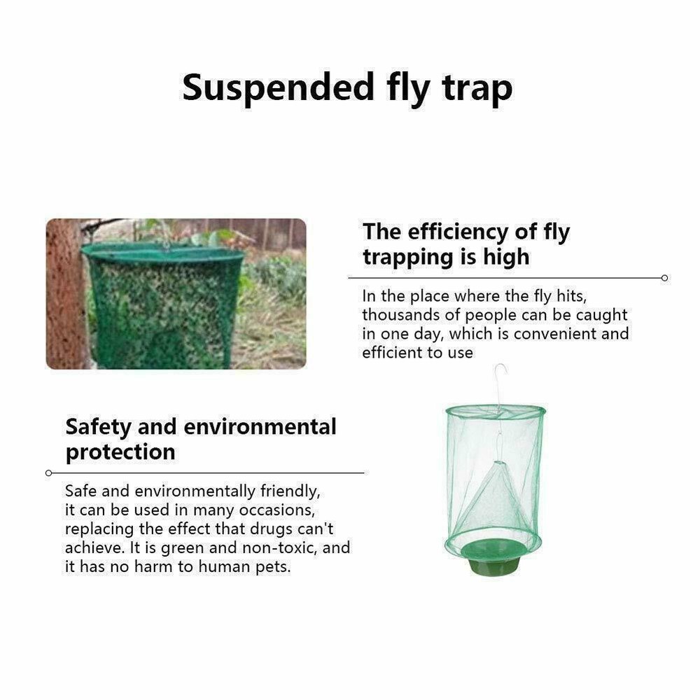2 Pack The Ranch Fly Trapper Reusable Pest Bug Fly Catcher Killer Cage Net Trap