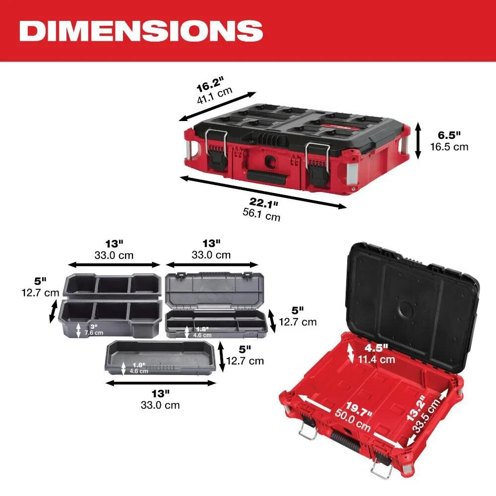 MILWAUKEE PACKOUT 22 In. Medium Red Tool Box with 75 Lbs. 48-22-8424