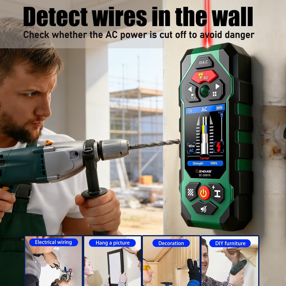 Stud Finder Wall Scanner 10 in1 Multi-Function Wall Detector Precisely Locate...