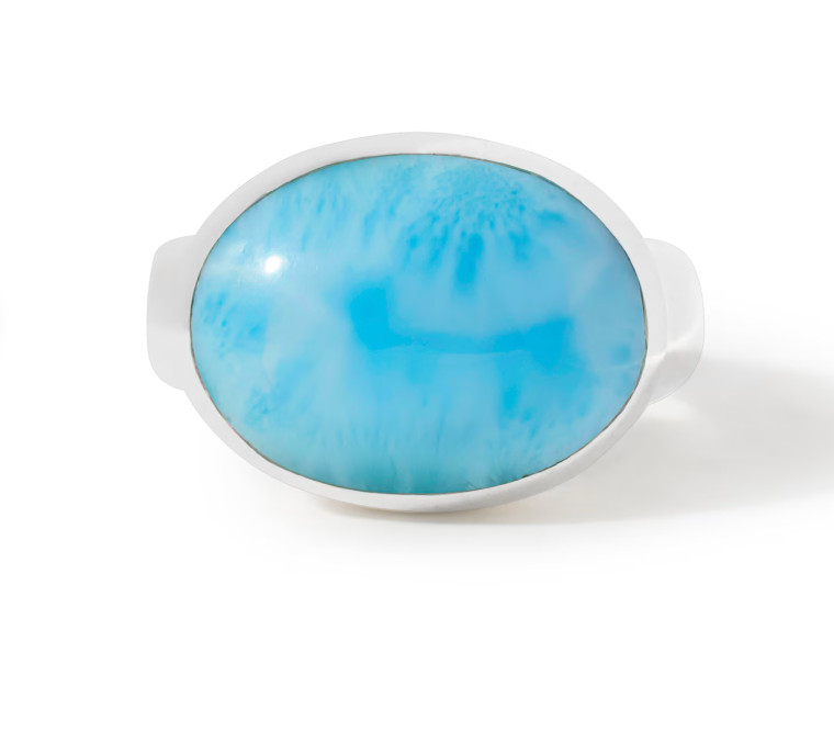 Larimar oval stone and 925 silver ring from the DR