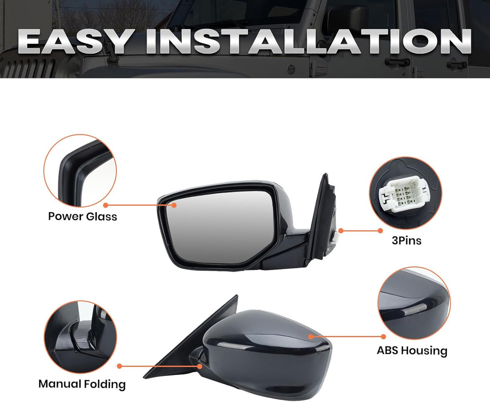 Left Driver Side Mirror Compatible with Honda Accord 2008 2009 2010 2011 2012 Po
