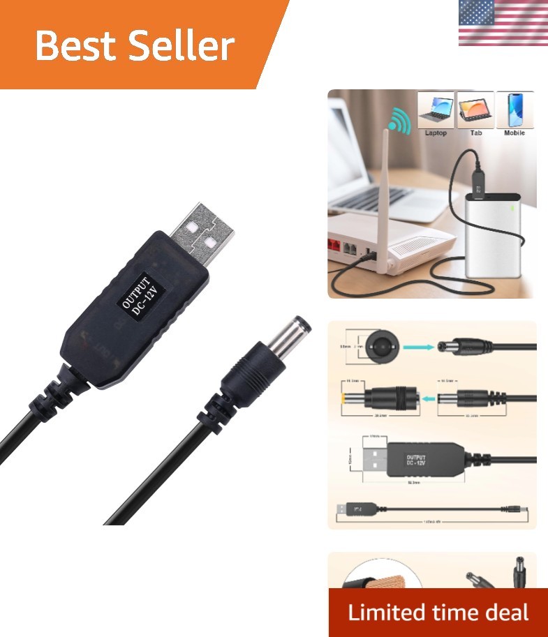 3ft USB Voltage Step-Up Converter - Perfect for Bluetooth Speakers and More