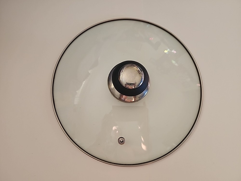 Tempered Glass Pot Lid Replacement Cookware Vented Inside Rim 9.5" Knob Handle