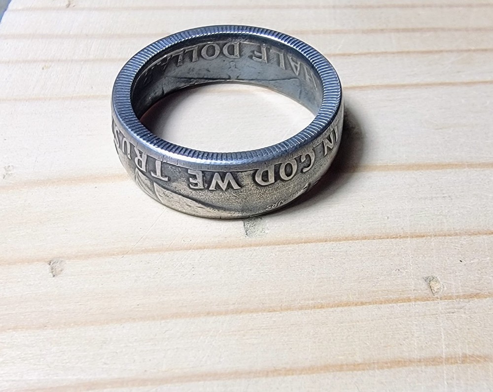 90% silver franklin half dollar coin ring (choose size and finish)