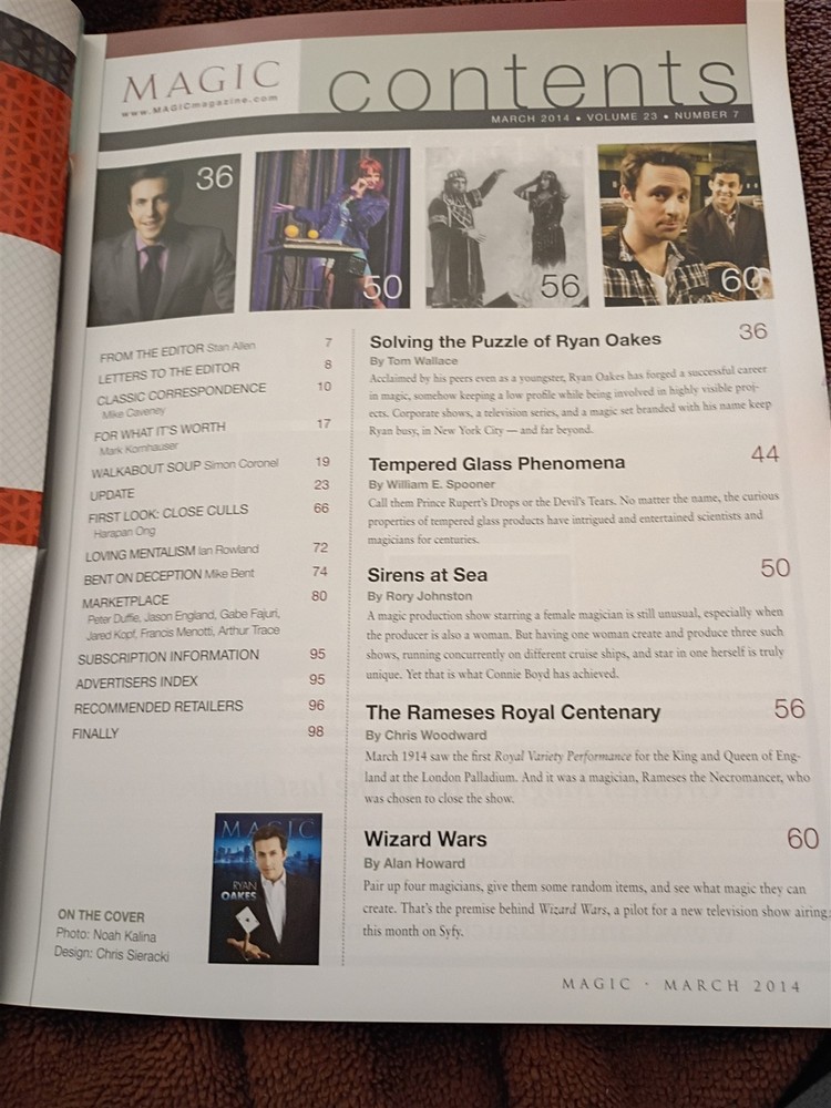 Ryan Oakes Magic Magazine Issue March 2014 #11