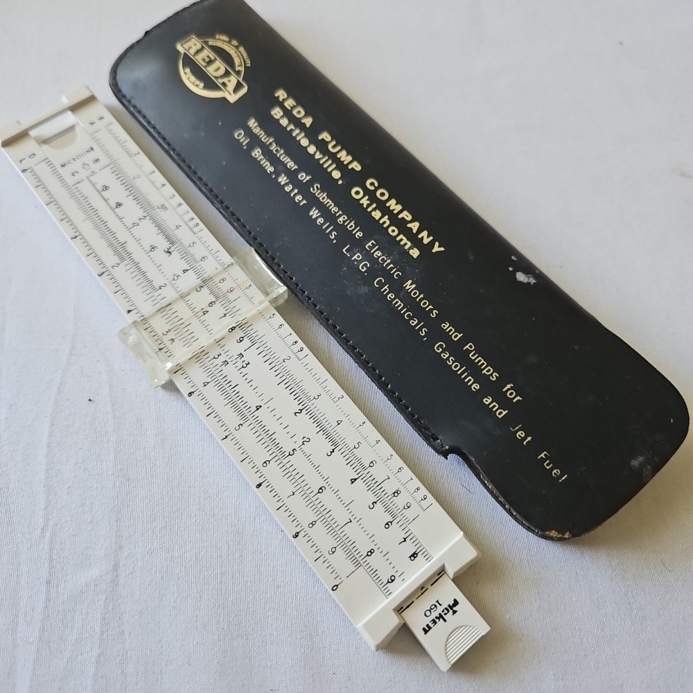 Pickett Microline Slide Ruler 160 Engineering with Black Leather Case