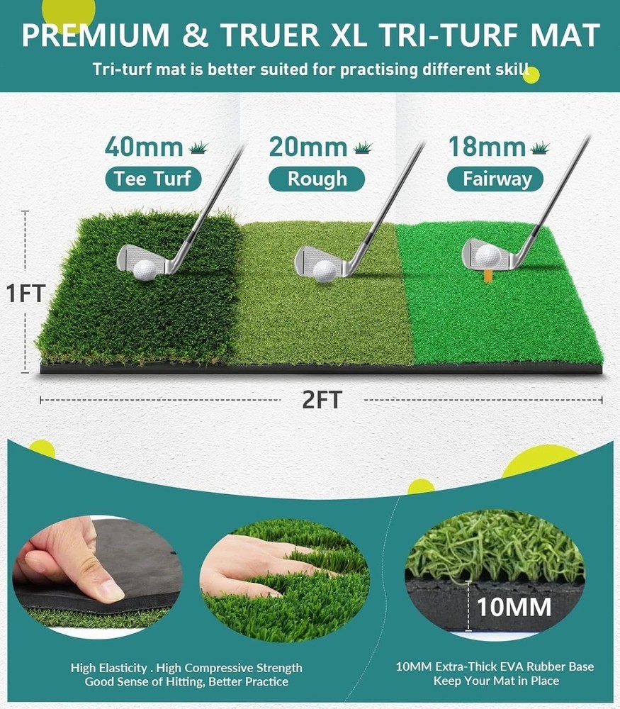 Golf Net: 10x7FT Golf Practice Net for Backyard Driving, Hitting Net with Tri...