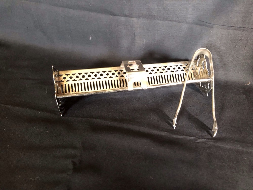 Hallmarked Silver Plate Sugar Cube Server With Tongs