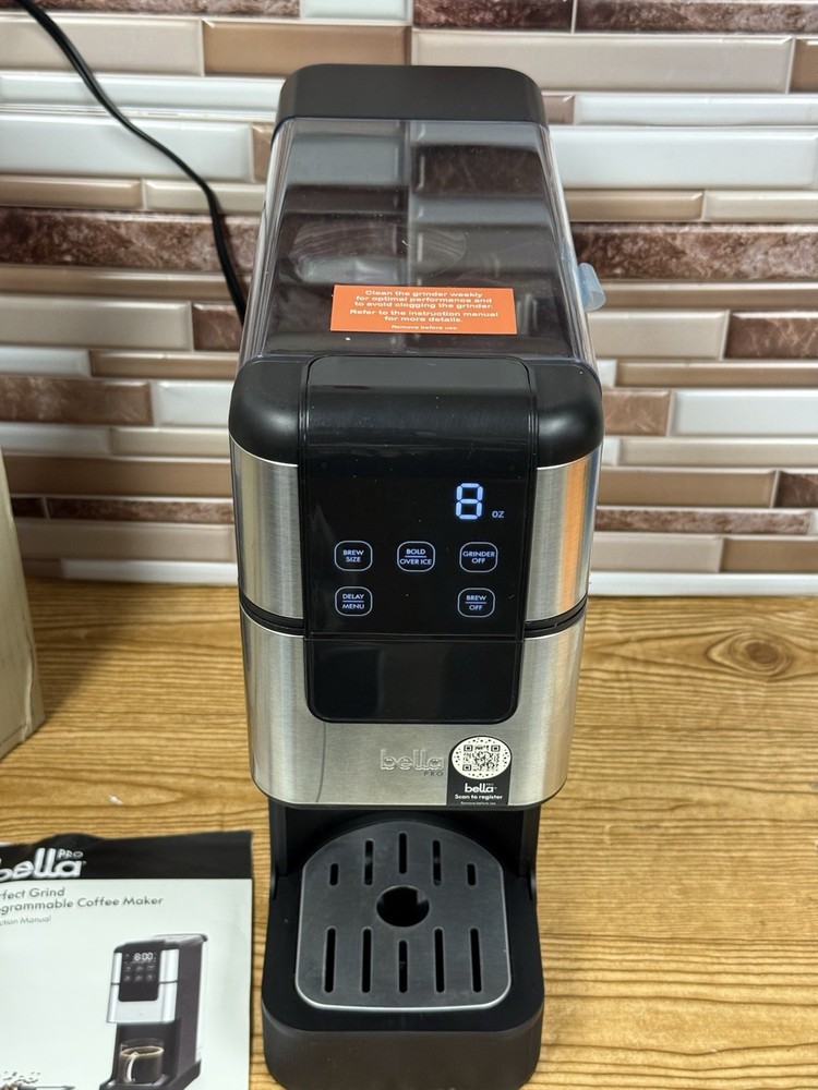 bella PRO Programmable Coffee Maker - STAINLESS STEEL/BLACK - TESTED - READ