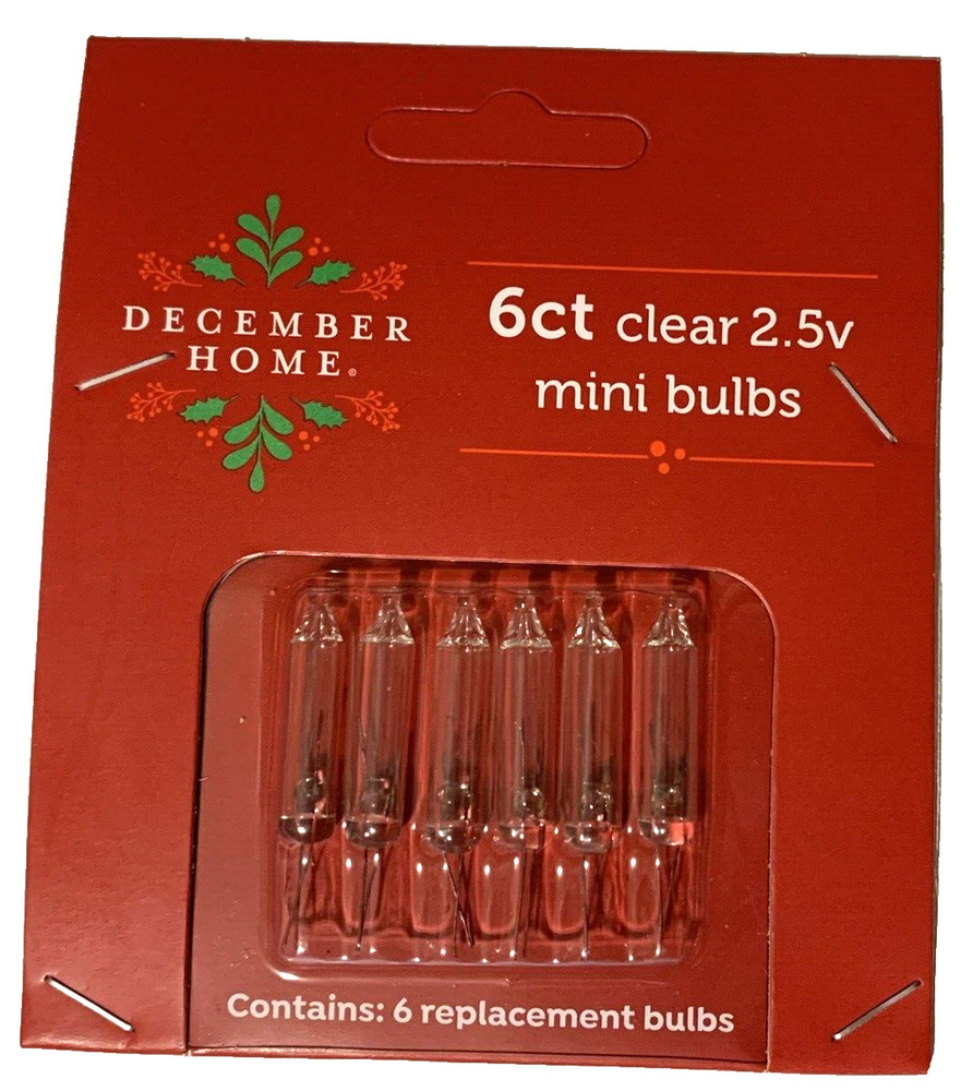 2.5 volt Christmas Light Bulbs Clear Mini for 50 100 Light String 6 pack T5