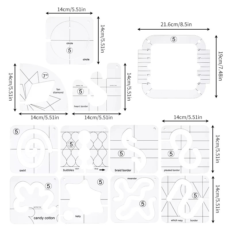 Fenrry Multifunction Openwork Ruler Sewing Ruler Tailor Ruler Fabric Tools