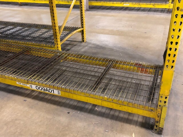 Waterfall wire mesh decking pallet rack shelf 54 inch deep about 59 wide