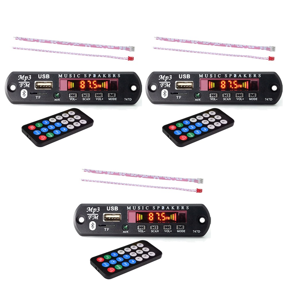 3PC Wireless Bluetooth 12V MP3 WMA Decoder Board Audio Module USB Radio
