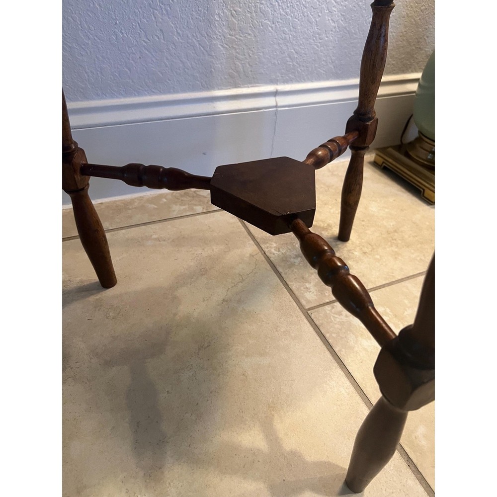 Antique Victorian Cloverleaf Drop Leaf Side Table Walnut Triangular 1800s
