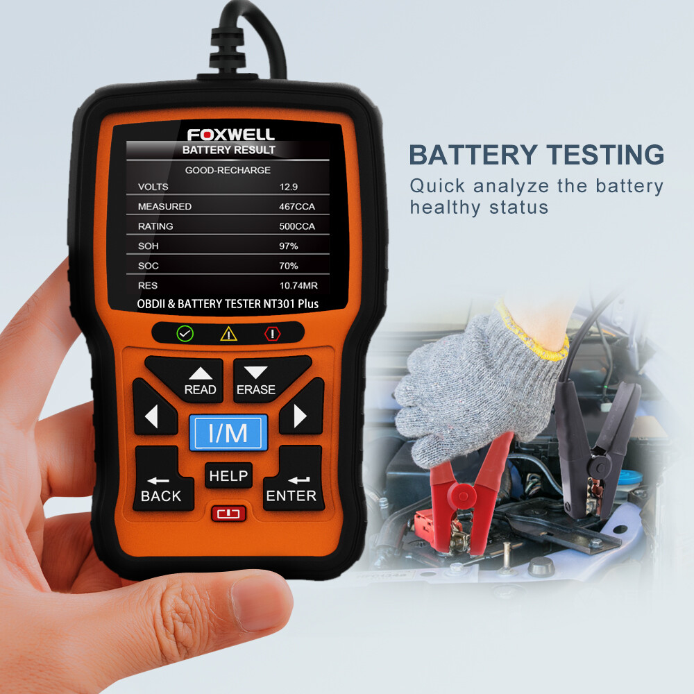 Foxwell NT301 PLUS OBD2 Scanner Code Reader Battery Tester Car Diagnostic Tool