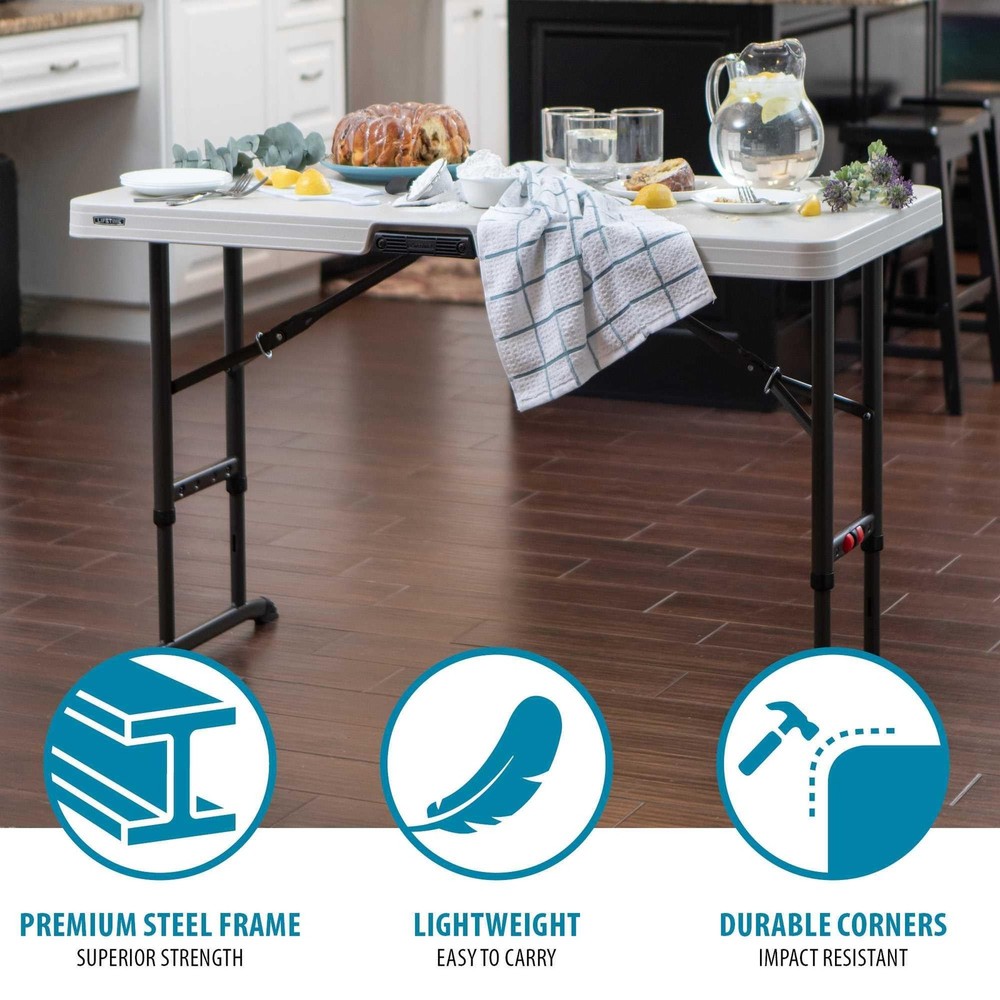 Adjustable 4Foot Folding Table for Commercial Use Almond Color