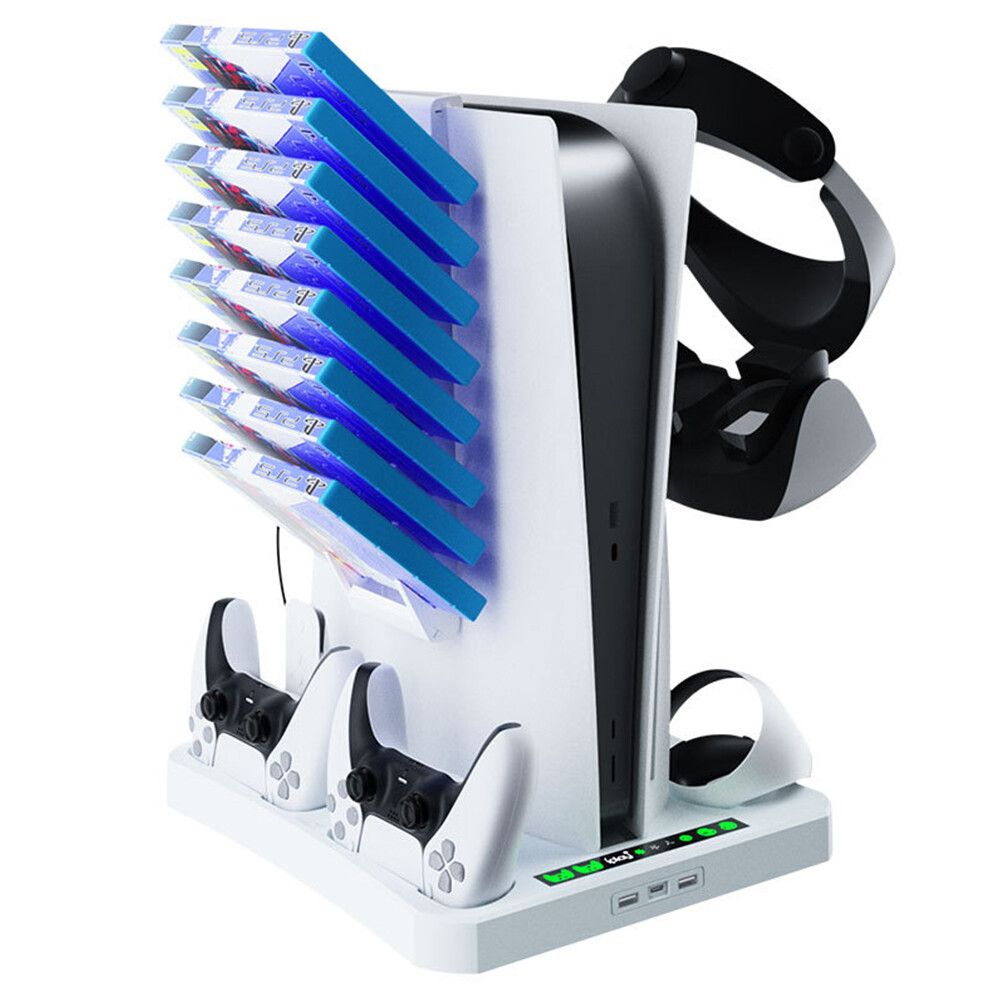 Multi-functional Charging Stand for PS5 PS VR2 ConsoleConsole Cooling Organizer