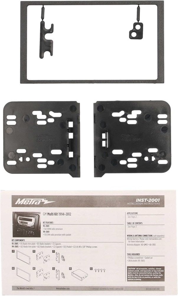 Electronics 95-2001 Double DIN Installation Dash Kit for Select 1994 - 2012 GM