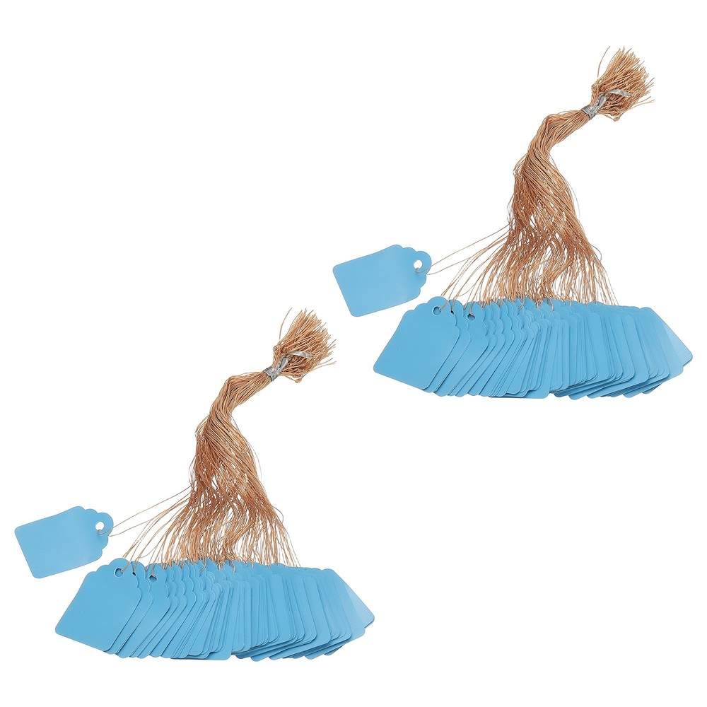 400Pack Price Tags with String, 30x45mm Plastic Tags, Blue