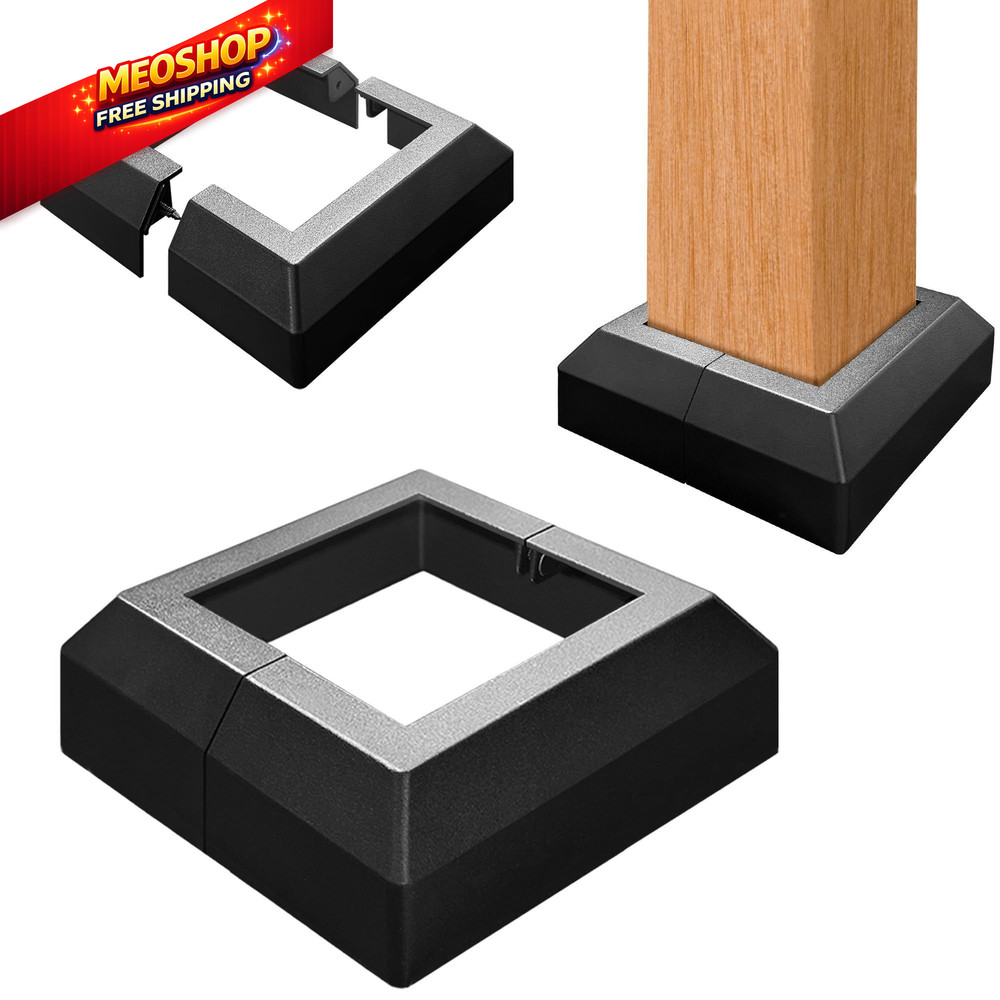 2 Pack 4X4IN Aluminum Split Deck Post Base Cover, 4"x4", Black