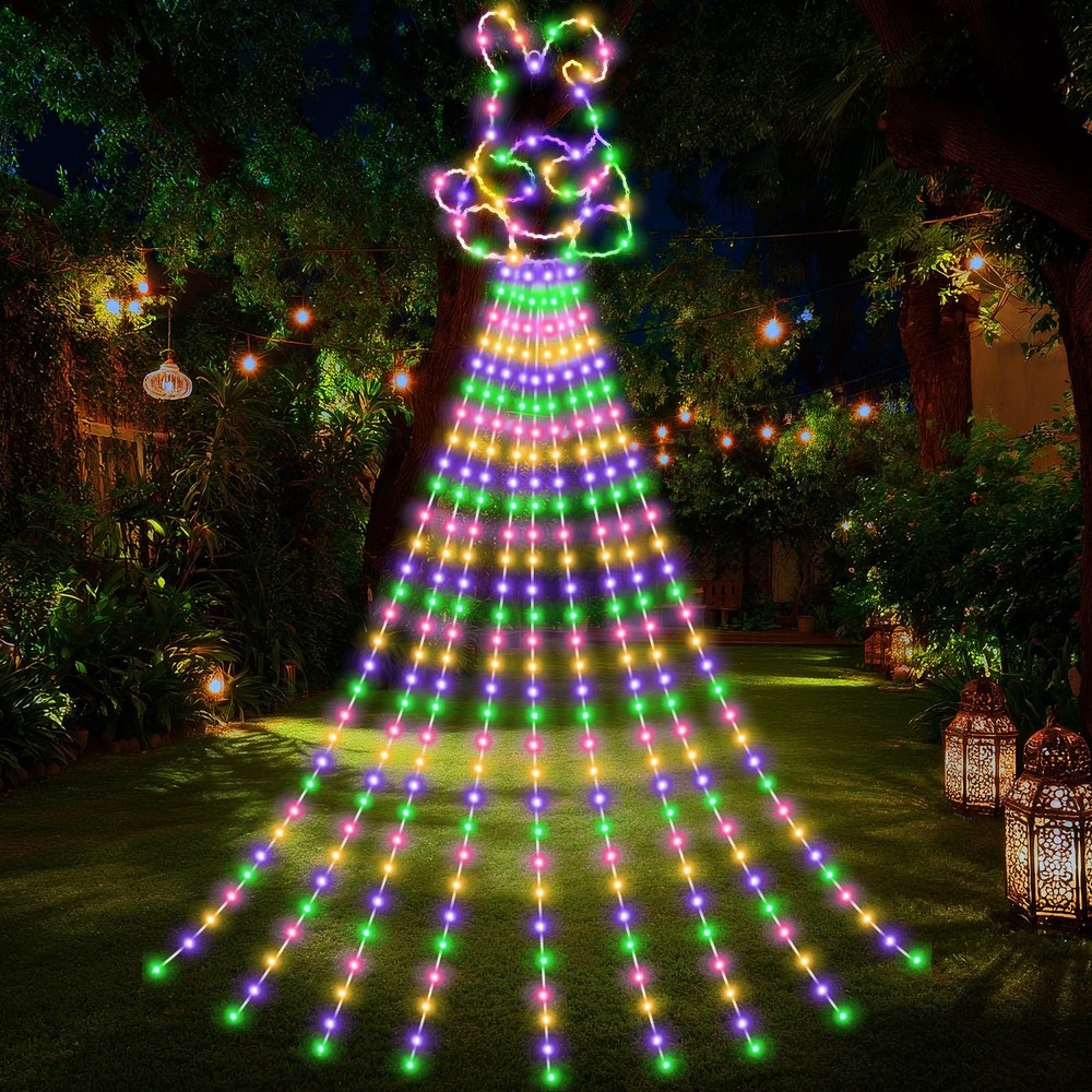 Huquary 12 ft Easter Bunny Waterfall String Lights with 305 LED Multicolor