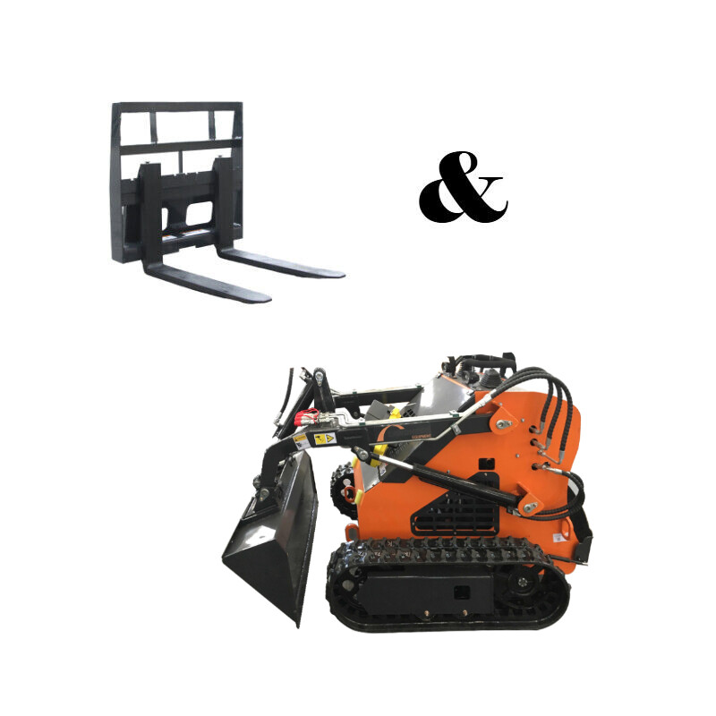 Landhonor 23HP Track Mini Skid Steer Loader Fork Auger Grapple Compact Hydraulic