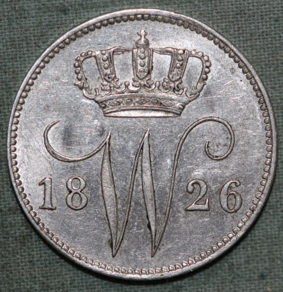 NETHERLANDS 1826 ~ SILVER 25 CENTS ~ HIGH GRADE