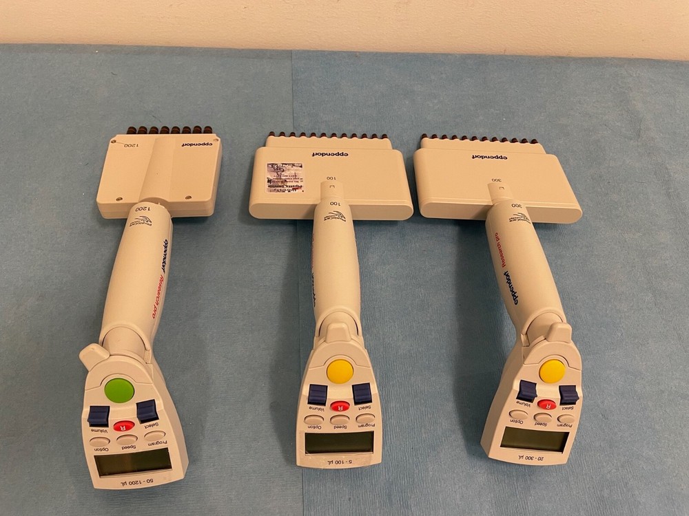 THREE (3) Eppendorf Research Pro Multichannel Electronic Pipette 100 300 1200 µL