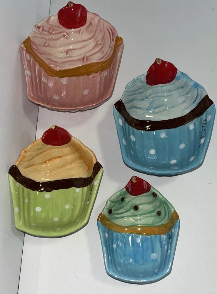 Cupcake Ceramic Nesting Measuring Spoons And Measuring Cups 4 Sizes Available