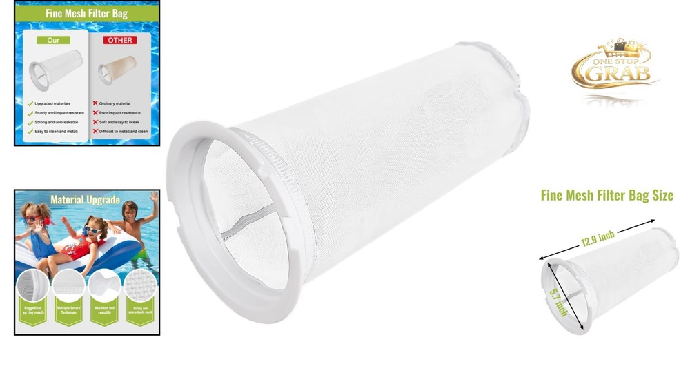 600 Micron Pool Mesh Bag Replacement for Paramount Debris Canisters, Fits Par...