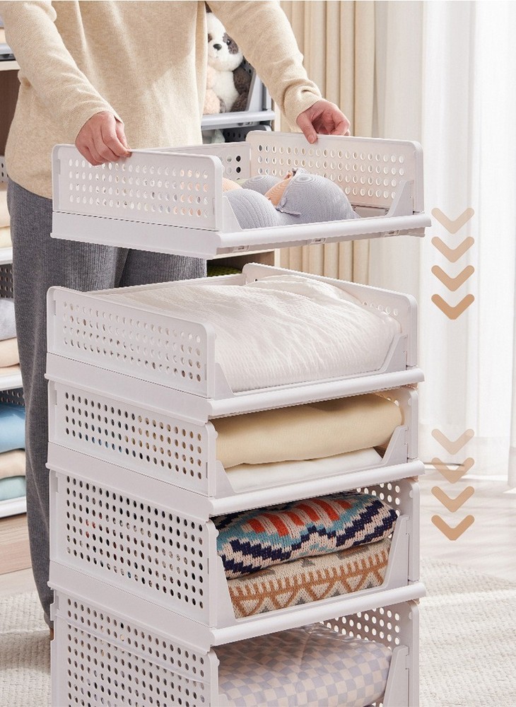 5-Pack Stackable Wardrobe Storage Baskets