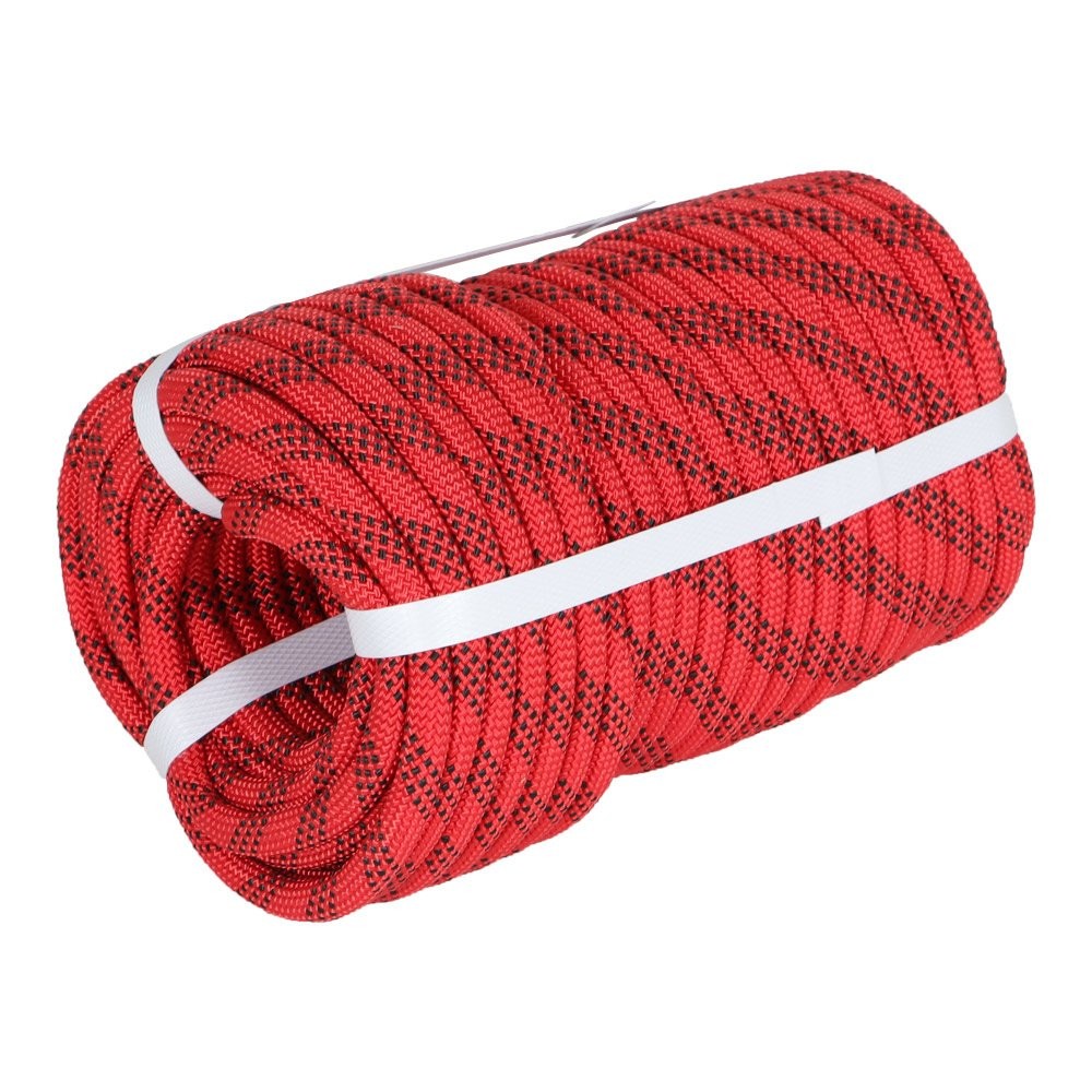 3/8" × 100' Braid Polyester Rope Arborist Tree Rope 3520Lbs Red & Black