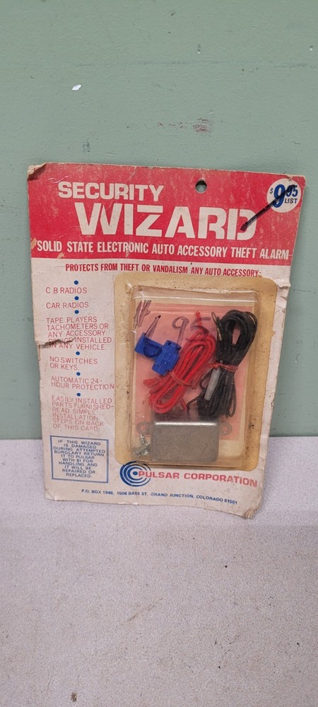 vintage security wizard auto theft alarm NOS in original packaging