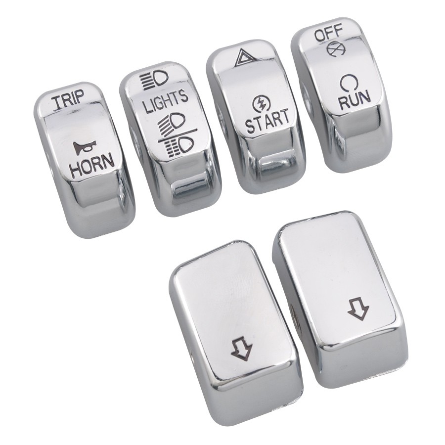 6pcs Chrome Hand Control Switch Housing Button Caps for Harley Street Bob FXDB