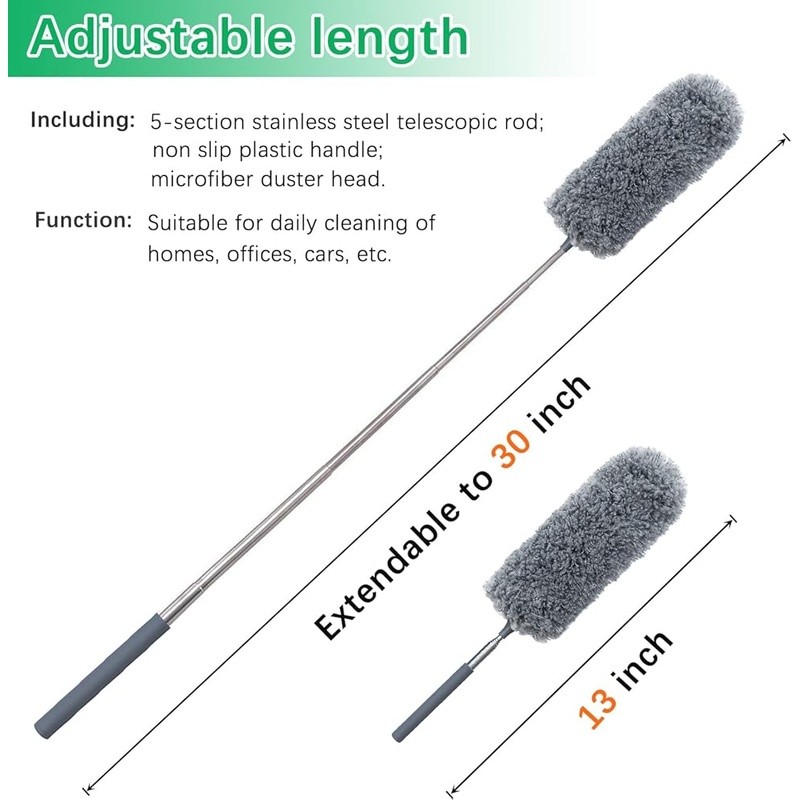 Extendable Microfiber Duster Washable Bendable Handheld Dust Cleaner 4 Pack New