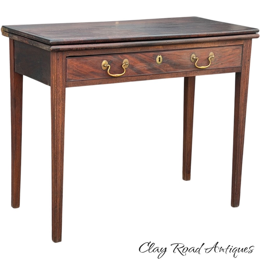 Antique Chippendale console card game  table mahogany 1780 figured old surface