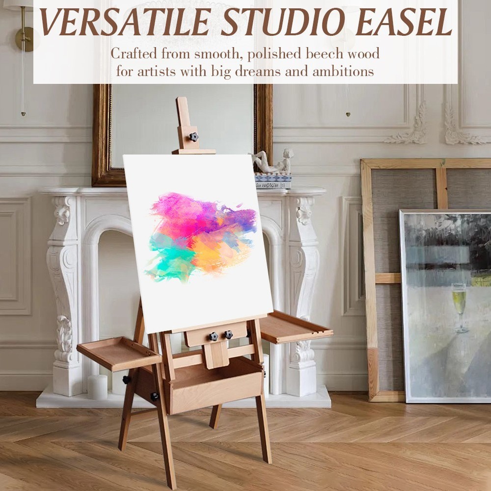Professional Artist Easel Studio H-Frame Easel Adjustable Solid Beech Wood
